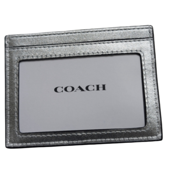 Coach Cardholder Quilted Silver Metallic - Picture 2 of 5